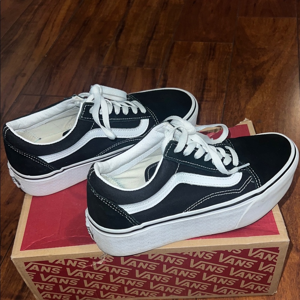 Vans Women's Classic Black and White Sneakers